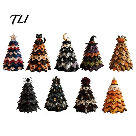 Seasonal Home Decor Projects DIY Quilted Fabric Christmas Tree Craft Kit, Vintage Patchwork Handmade Ornament Set Xmas Sewing Set, Tabletop