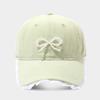 Street Style Baseball Cap With Lace Edge And Pearl Bow For Summer Sun Protection