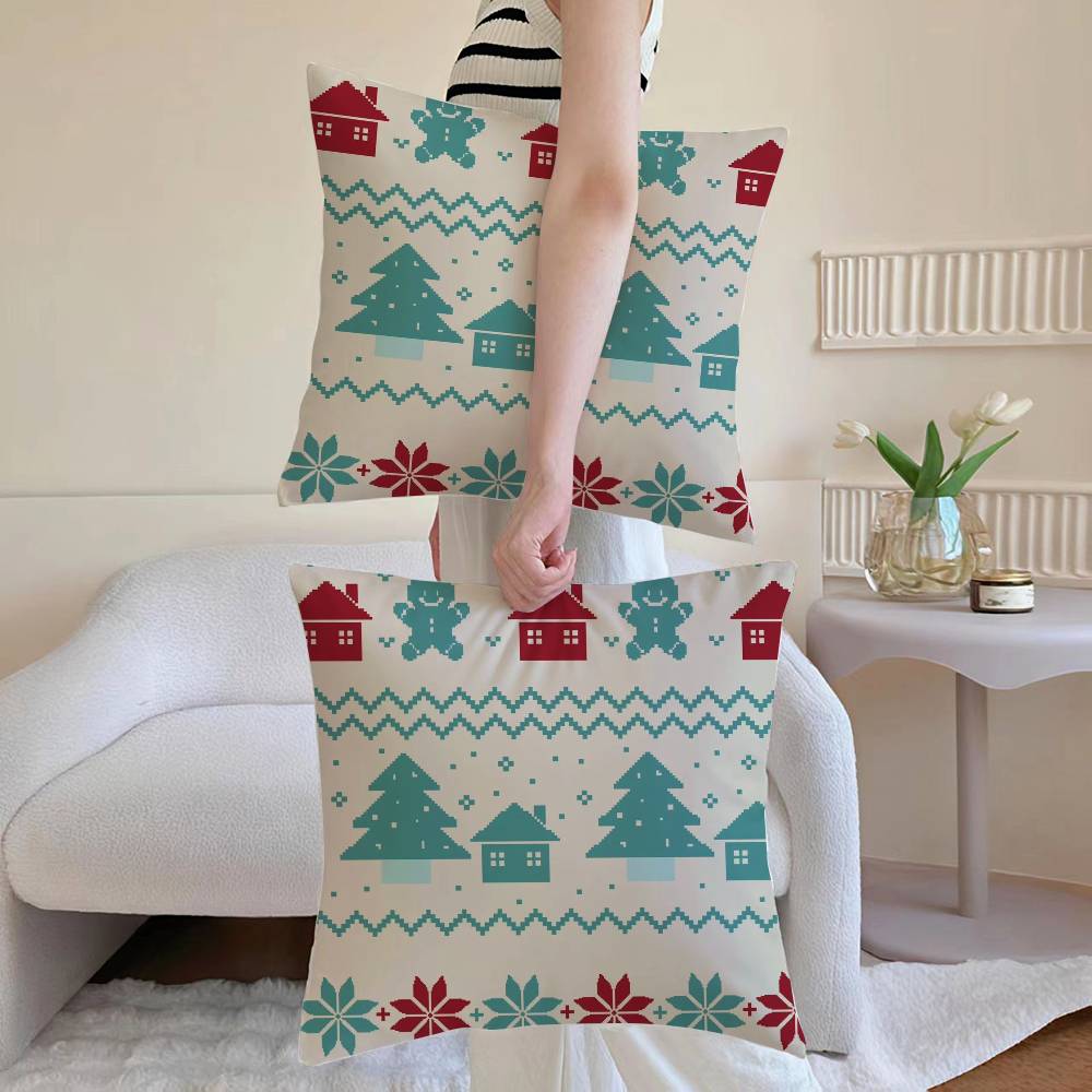 Christmas Spirit Pillow Case Sofa and Living Room Decorative Cushion Covers Dust-proof and Mite-proof Invisible Zipper