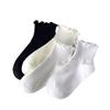 White Wood Ear Lace Socks for Women - Trendy, Cute, Japanese JK Style, Thin, Pure Cotton, Short Tube for Spring/Summer