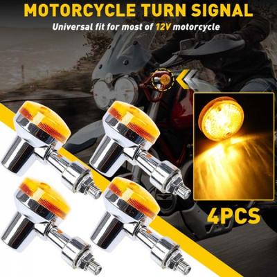 4PCS Chrome 12V Amber Turn Signal Indicator Light Universal Motorcycle For Honda