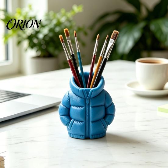 Smooth Surface Pen Holder 3D Printed Down Jacket Holder, Funny Puffer Pencil Creative Desk Organizer Mini for Office Supplies, Cute Stationery