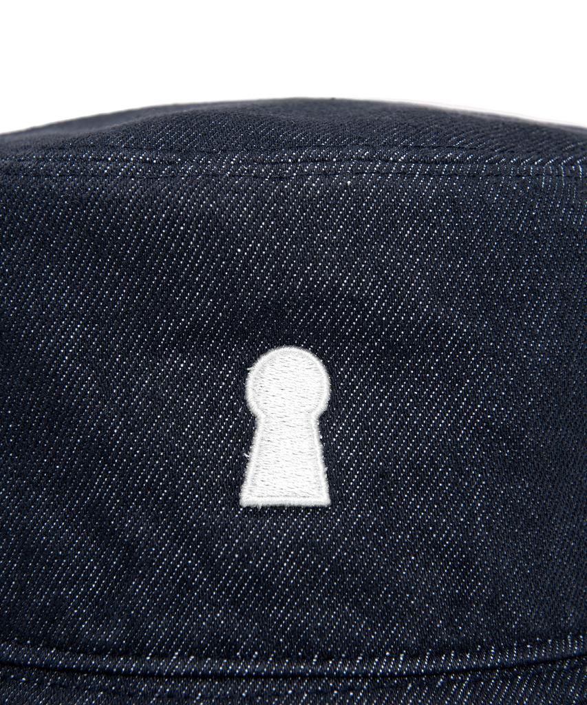 Sekeonmonollogeu Keyhole Signature Logo Bucket Hat Indigo Seac002Indigo