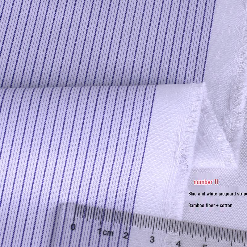 Blue, White, Gray Striped Cotton Fabric for Summer Shirts and Work Dresses