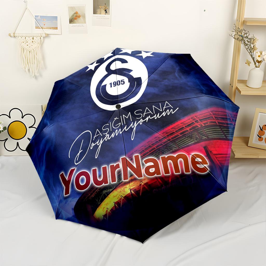 Galatasaray1 Personalized Name Umbrella Portable Automatic Umbrella Compact Durable 8-Rib Lightweight for Women/Men Outdoor Accessory