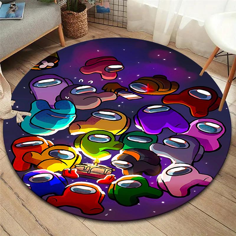 Among Us Round Area Rug,Carpet Rug for Living Room Bedroom Sofa Playroom Decor,Non-slip Floor Mat