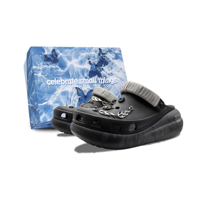 Crocs Classic Crush Soul Flame Flame Trendy Fashion Clogs Unisex Black