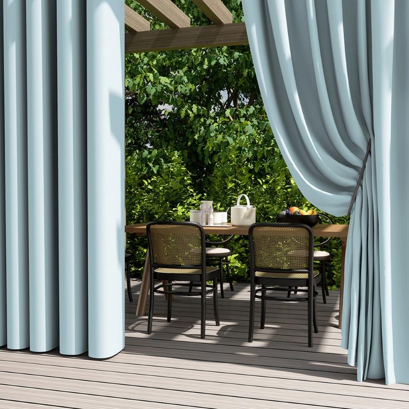 Solid Color Exterior Curtain Suitable  Waterproof Oxford Cloth Privacy Grommet Curtain For Gazebo Front Porch Pergola Patio