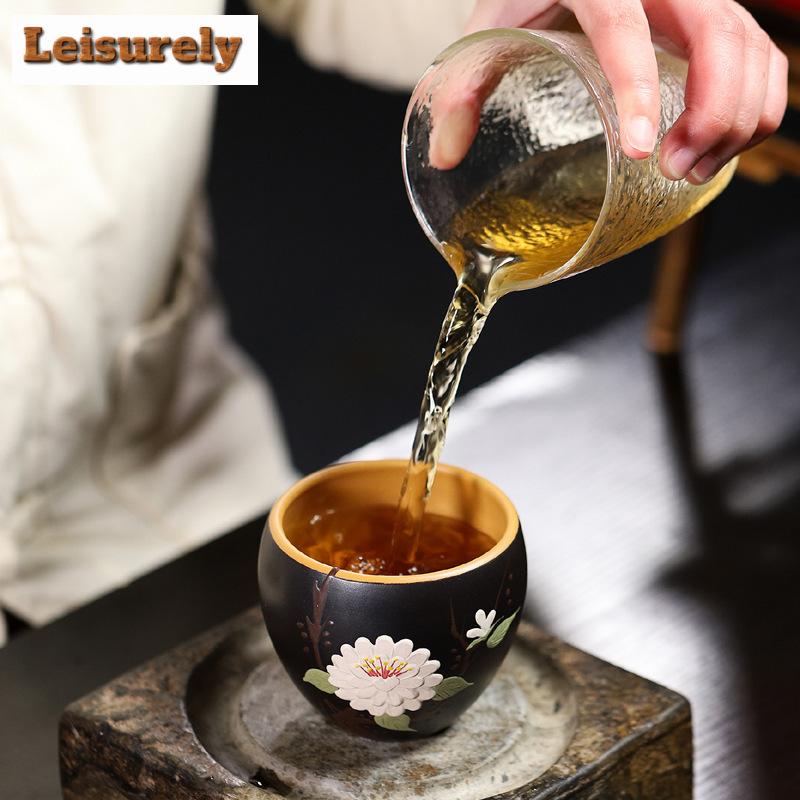 180ml Ręcznie Robiona Yixing Fioletowa Glina Czarka do Herbaty Duża Pojemność Czarka Mistrzowska Degustacyjna Aromatowa Filiżanka do Herbaty Osobista Czarka do Herbaty Chazhan Zastawa Herbaciana