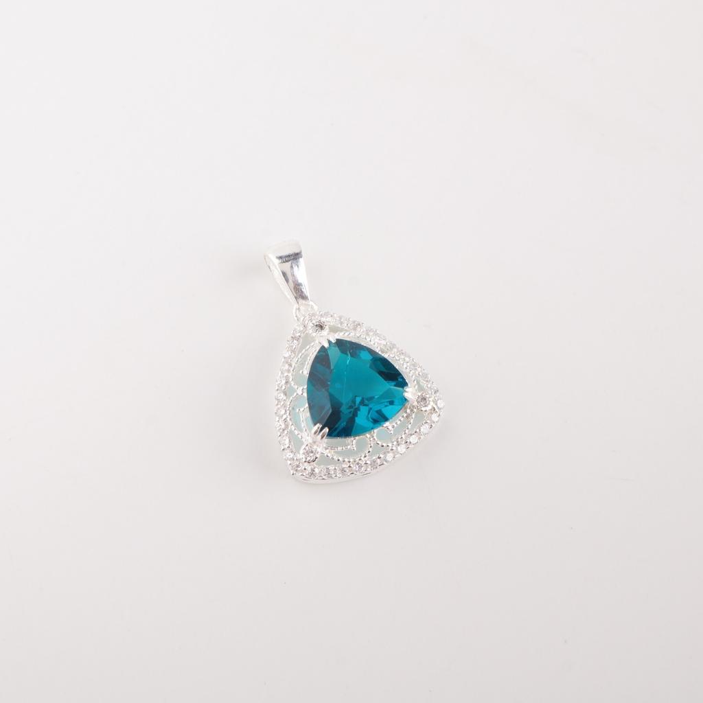 Apatite Gemstone 925 Solid Silver Jewelry Designer Zircon Pendant 0.99" For Mom CZP-8-13