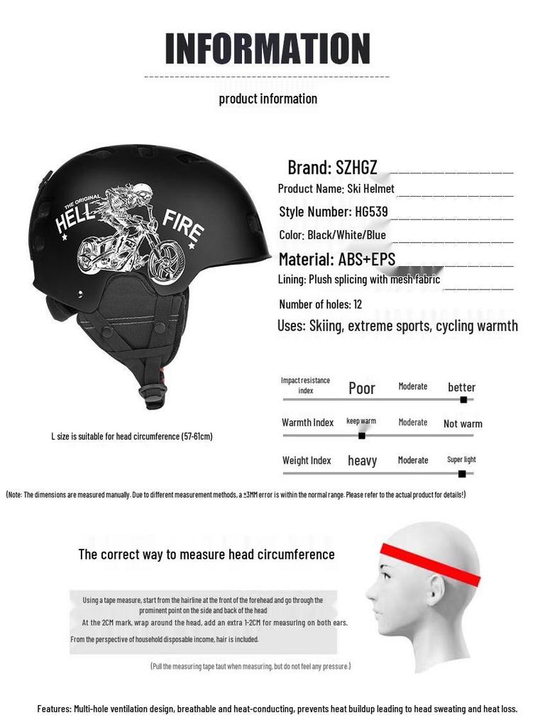 Adjustable Professional Ski & Snowboard Helmet for Men & Women - Warm, Safe, Durable Anti-Collision Equipment