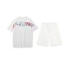 Li-Ning Colorful Letter Print Fashion Trendy Personality Round Neck Pullover Short Sleeve T-Shirt Casual Sports Set Unisex Tops AHSU997-1+AKST593-7