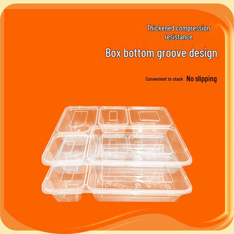 WEISHENG Disposable 5-Compartment Meal Prep Containers