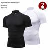 Pánské rychleschnoucí sportovní tričko s vysokým límcem - Krátký rukáv, Odvádějící pot, Přiléhavý střih, Stojáček