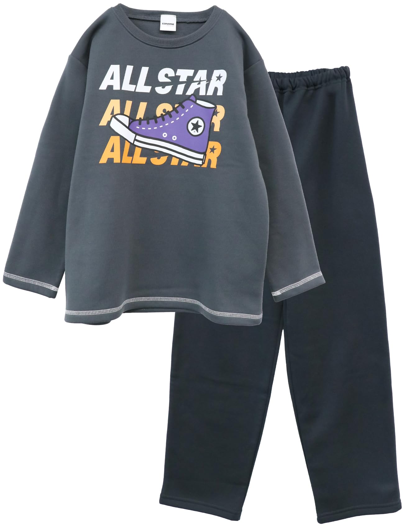 

Kaituck Family Converse Kids Long Sleeve Pajamas, Shaggy Fleece-Lined, Winter, Charcoal, Gray, Blue, Sizes 140cm, 150cm, 160cm (140cm, Charcoal)