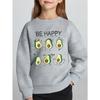 Kids Unisex Crewneck Sweatshirt, Cartoon Sport Avocado "BE HAPPY" Letter Print Long Sleeve Pullover, Kids Sweatshirt For Boys Girls Over 4 Years Old