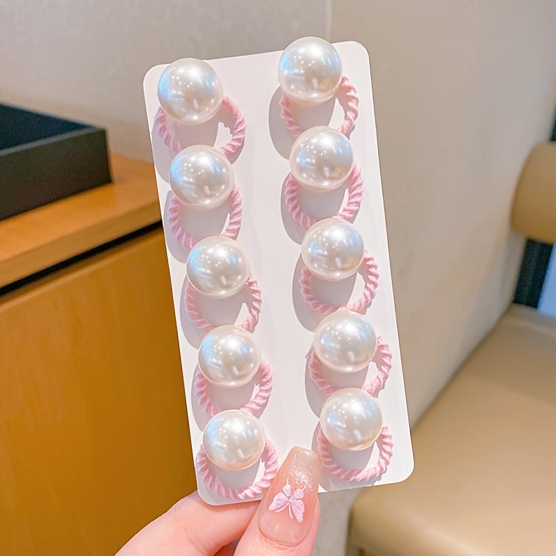 

10 шт. Резинки для волос ручной работы, эластичные, высокого уровня внешнего вида, милые, с искусственным жемчугом, модные аксессуары, аксессуары для волос