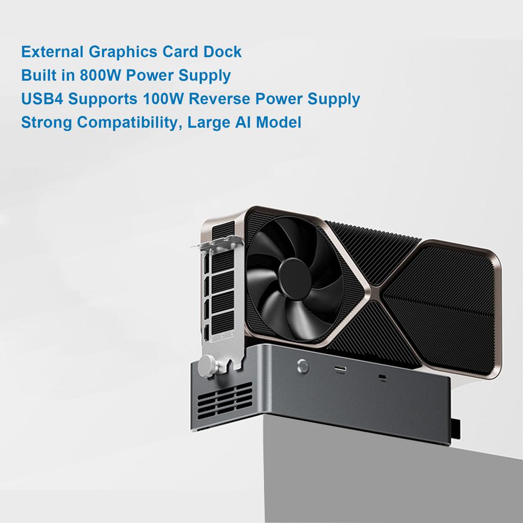 EGPU Docking Station with 800W PSU PCIe 4.0 X4 External GPU Dock Maximum Support 600W Graphics Card OCuLink USB 4.0