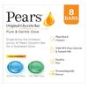 Pears Original Glycerin Soap Bar - Pure & Gentle Glow | With 98% Pure Glycerin |  Paraben-free | 125gms x 8