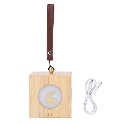 Veilleuse Élan Cerf Projection Claire Gradation Continue Rechargeable Bois Suspendu Nuit de Noël