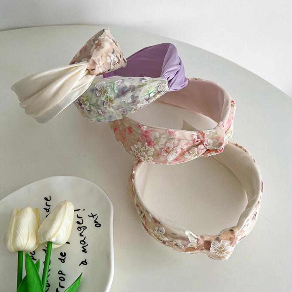 PROLY New Fashion Headband For Women Wide Side Flower Hairband Fresh Light Color Turban Girls Hair Accessories