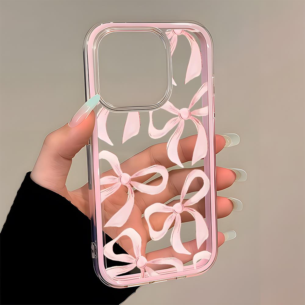Eleganckie Różowe Wzory Kokardek Etui 2w1 Przezroczyste Dla Samsung Galaxy S26 Ultra S25 S23 FE S24 S22 Plus A57 A37 A55 A54 A36 A35 A16 Pokrowiec