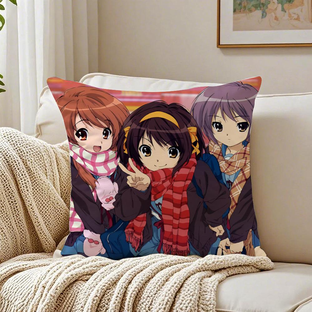 Classic Anime TThe Melancholy of Haruhi Suzumiya Cushion Cover Pillowcase Antidustmite living Room Sofa Decor Cushion Room