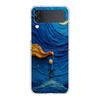 Transparent Phone Case For Samsung Galaxy Z Flip 3 4 5 6 7 Hard Folding PC Z Flip3 Flip4 Cover Cute Blue Pattern