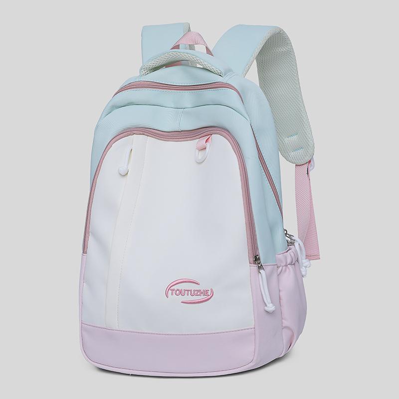 Fresh and high-value backpack girls 2025 new large-capacity junior and high school student schoolbag contrasting color fashionable backpack