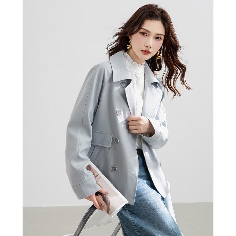 TERRE BLEUE Women's Short Trench Coat