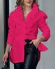 Abstract Print Puff Sleeve Ruffle Collar Women's Shirt