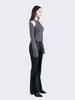 Nogtabeu Cutout Shoulder Top Grey