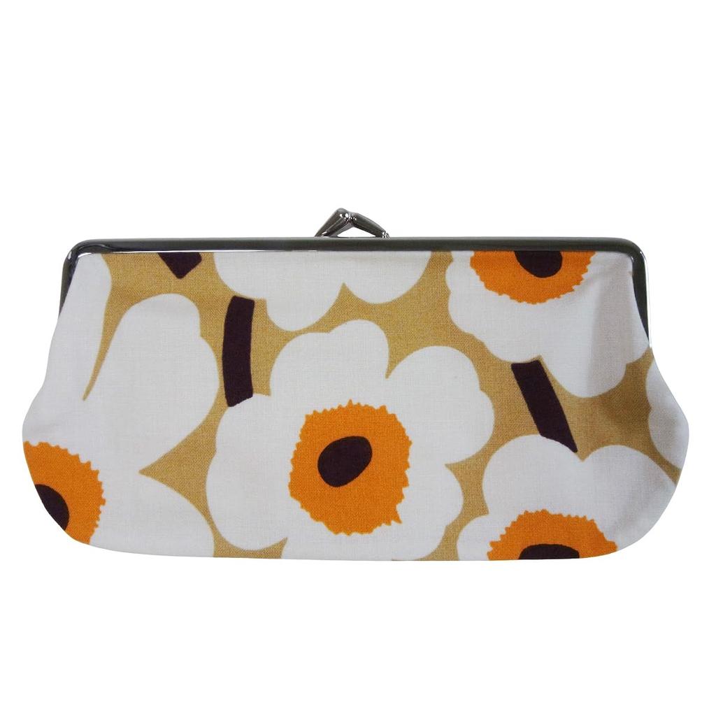 Marimekko Mini Unikko Silmalasi Kukkaro Pouch, Eyeglass Case, and Pencil Case (Caramel, Cream, and Warm Orange) [Parallel Import]