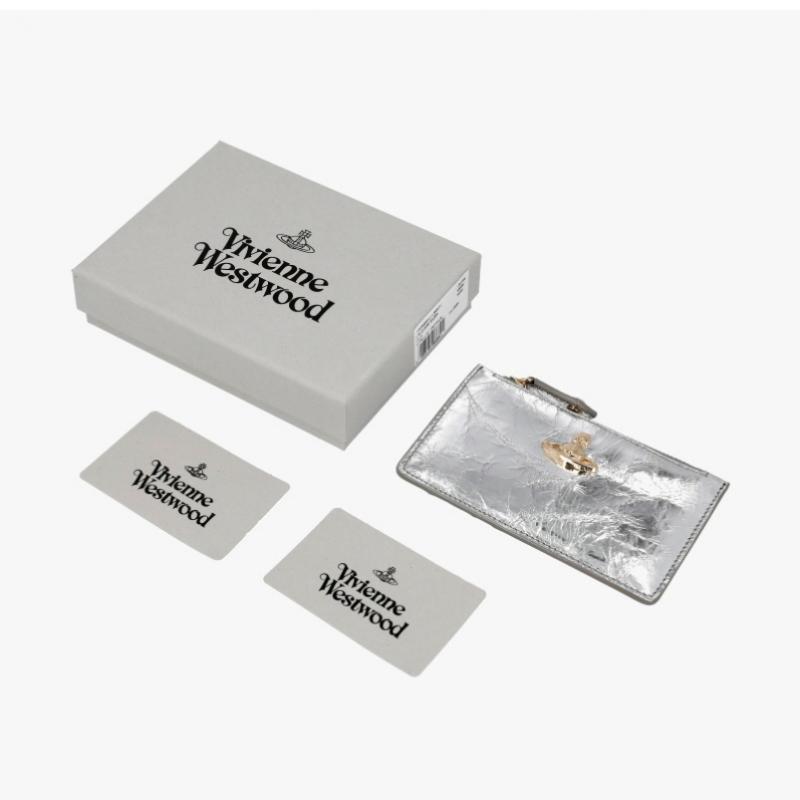 Vivienne Westwood Metallic Crinkle Slim Long Zipper Card Wallet 54020004w L00a7 Q401