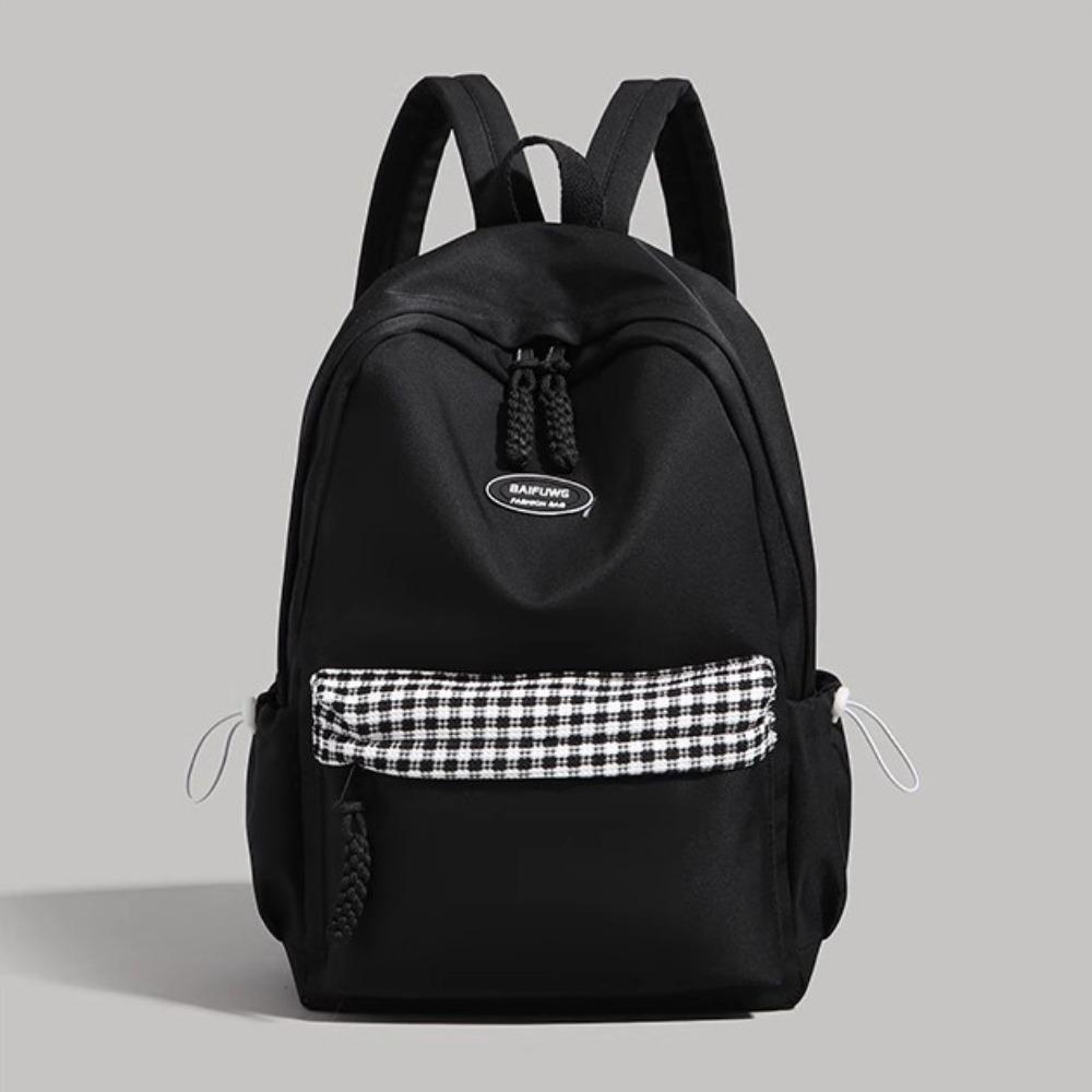 Solid color high-value backpack women's summer new large-capacity Korean versatile junior high school student schoolbag