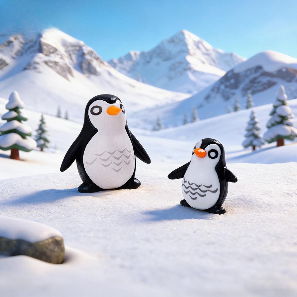 A Moss Micro Landscape Accessory, Cute And Fun Penguin Father Son Figurine Diy Small Ornament, Multi Scene Ornament