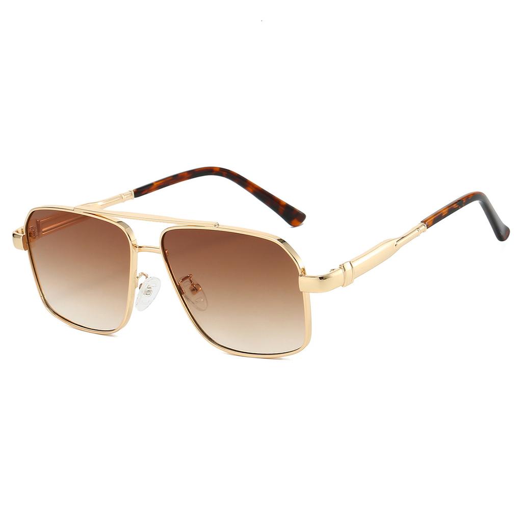 Square Metal Double Beam Men's Sunglasses Fashionable Light Luxury Casual Driving Sunglasses Personalized Colorful Sunglasses
