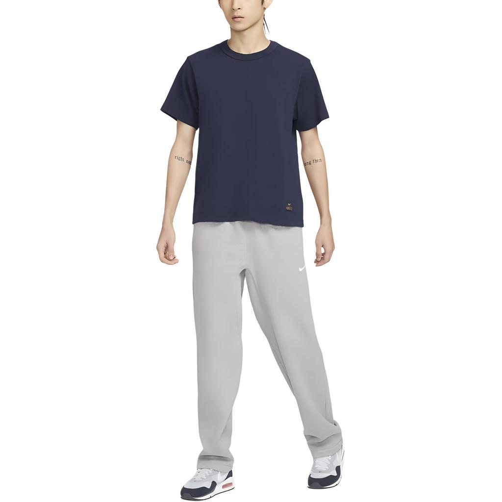 Nike Einfarbiger lässiger Pullover Strick Rundhals Kurzarm T-Shirt Herren Tops Marineblau FN2646-451