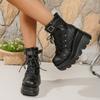 Spring Autumn Women Punk Gothic Motorcycle Boots Platform Chunky High Heel Ankle Boots Ladies New Comfortable Wedge Female Shoes
