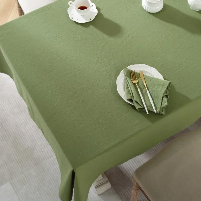 Pure Cotton Tablecloth Wholesale Simple Pure Color Washed Cotton Table Cover Wedding Shooting Background Table Green Manteles