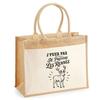 Jute Tote Bag - PLANETEE - I Can't Minimalist - Jute and Cotton Canvas - 21 L - Line Drawing