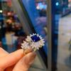 European and American Popular Rings, Women's Fashion Popular Simulation, Hongbao Sapphire Opening Adjustment Main Stone 9 * 9