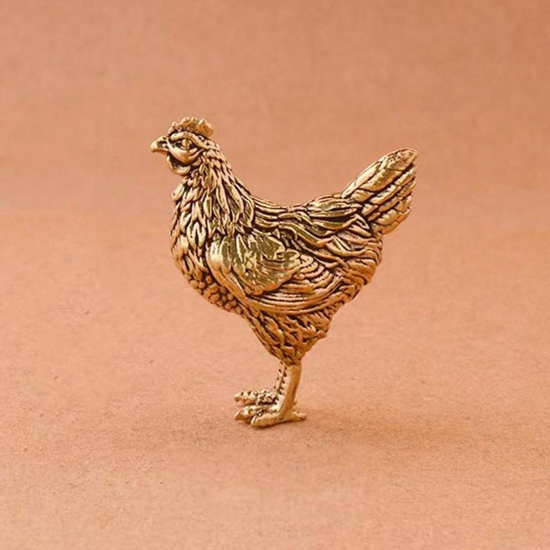 

1 шт. Набор латунных фигурок петуха и курицы, коллекционные украшения на День благодарения, декор курицы по знаку зодиака, настольные чайные питомцы для дома, гостиной Hen