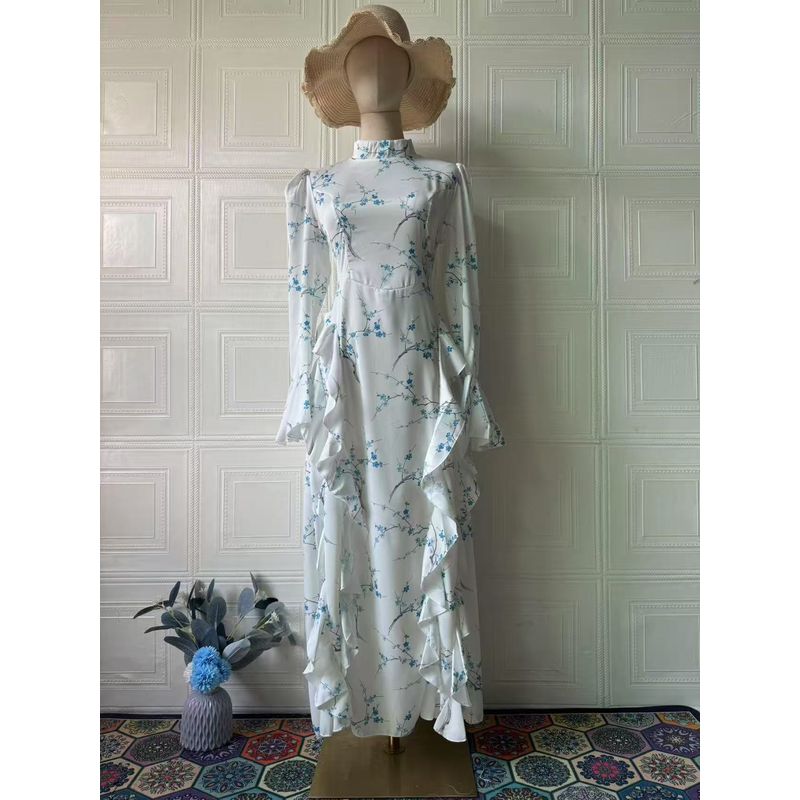 

Мода Ветер Новое поступление Мода Темперамент Платье с принтом с длинными рукавами Платье с длинными рукавами с принтом Small blue flower S