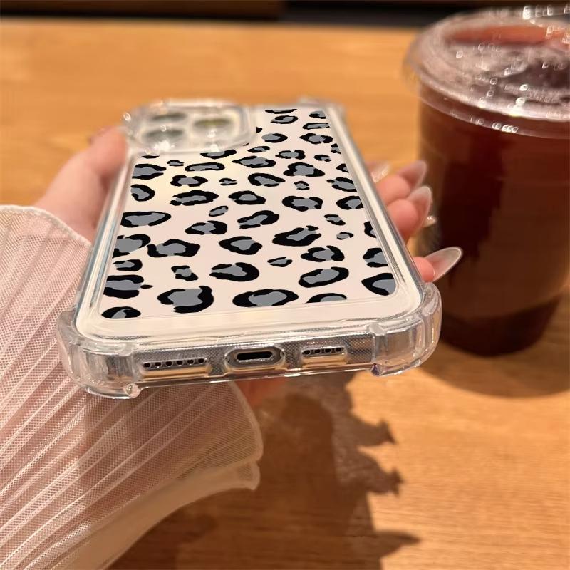 Leopard Print Transparent Phone Case For iPhone 17 Pro Max 11 12 13 14 Plus 15 16 Pro 17 Air X XR XS Soft Bumper Cover