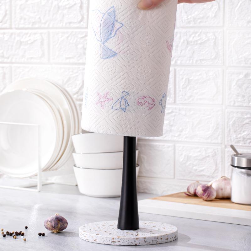 Marble Base Kitchen Paper Towel Holder Roll Paper Holder Punch Free Desktop Accessories Storage Shelf