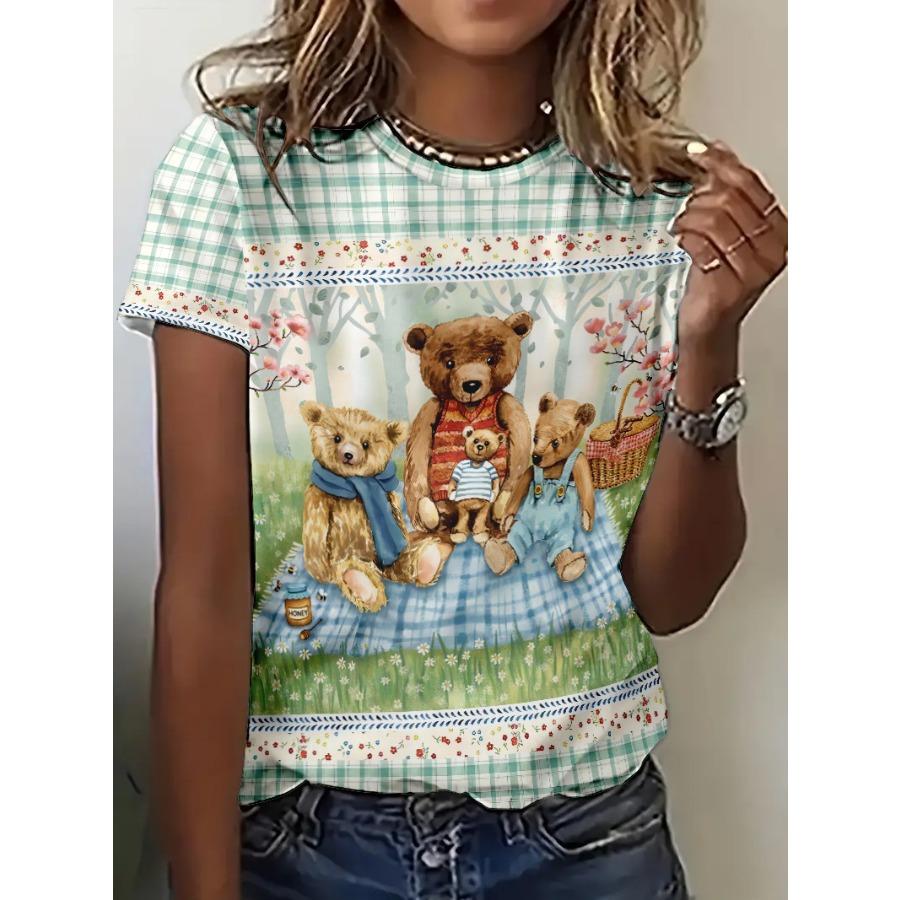 Animal Series 3D Digital Printed Tees Tops Women's Short Sleeved T-shirt Vintage Men's T-shirt