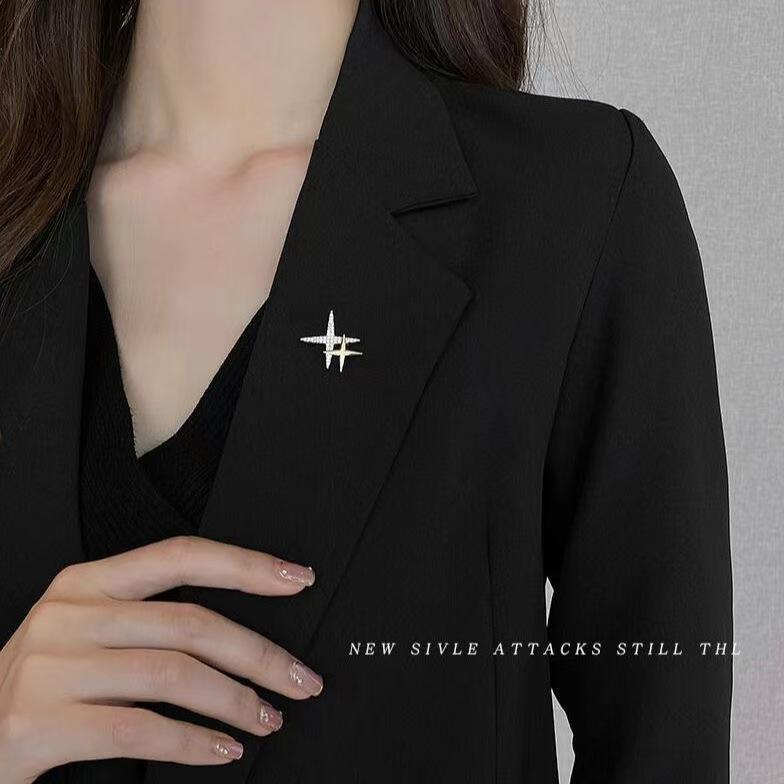 Exquisite Zirconium Starburst Brooch & Lapel Pin for Couples