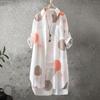 Primavera otoño mujer camisa estampado de moda manga larga dobladillo Irregular Anti sol solapa abrigo largo para uso diario