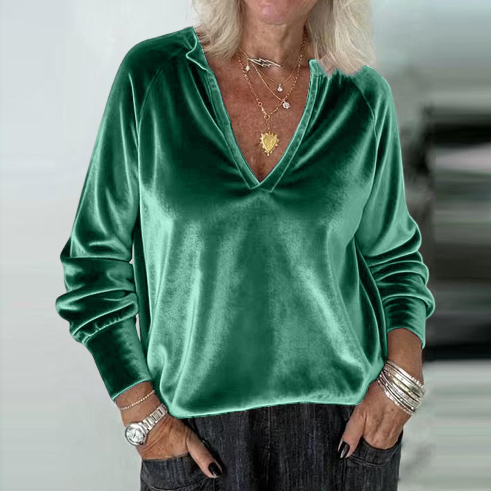 

Женский цветной повседневный модный пуловер с золотым бархатным топом L зелёный